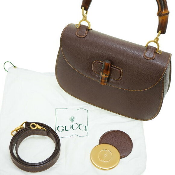 Gucci Bamboo Shoulder Handbag Brown Leather strap - Picture 2 of 8